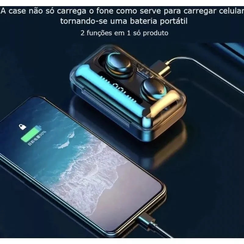 Fone De Ouvido Sem Fio F9-5 Display Led Power Bank Audio Premium Fone F9 A prova de agua