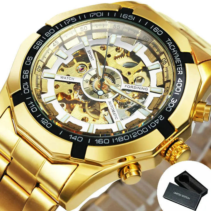 Relógio Automático Mecânico Skeleton para Homens Relógio Esqueleto Dourado Relógio Vintage Masculino Relógios Masculinos Marca de Topo Luxo часы мужские