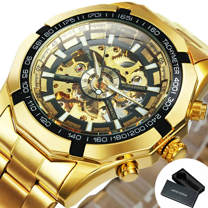 Relógio Automático Mecânico Skeleton para Homens Relógio Esqueleto Dourado Relógio Vintage Masculino Relógios Masculinos Marca de Topo Luxo часы мужские