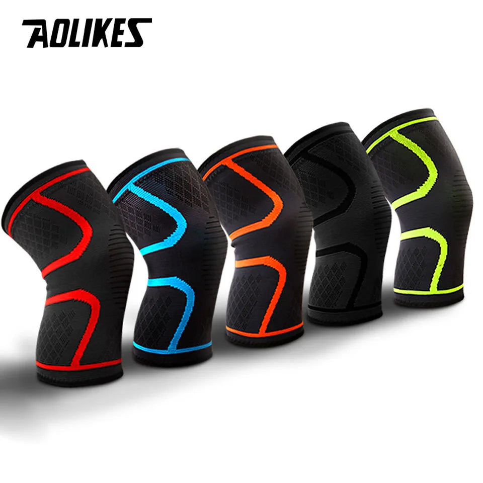 AOLIKES 1PCS Suporte para Joelho de Fitness Corrida Ciclismo Braçadeira Elástica de Nylon Compressão Manga para Basquete