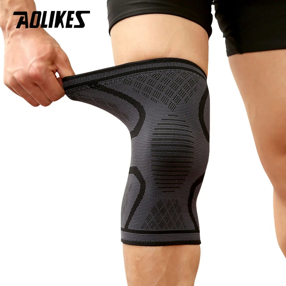 AOLIKES 1PCS Suporte para Joelho de Fitness Corrida Ciclismo Braçadeira Elástica de Nylon Compressão Manga para Basquete