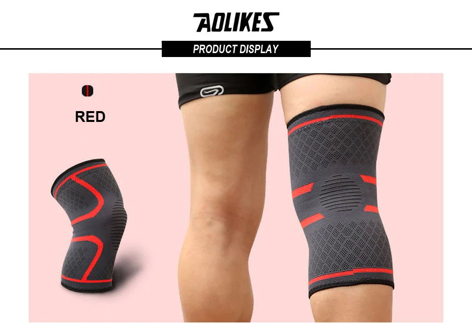 AOLIKES 1PCS Suporte para Joelho de Fitness Corrida Ciclismo Braçadeira Elástica de Nylon Compressão Manga para Basquete