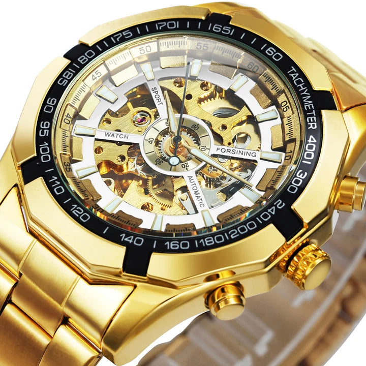 Relógio Automático Mecânico Skeleton para Homens Relógio Esqueleto Dourado Relógio Vintage Masculino Relógios Masculinos Marca de Topo Luxo часы мужские