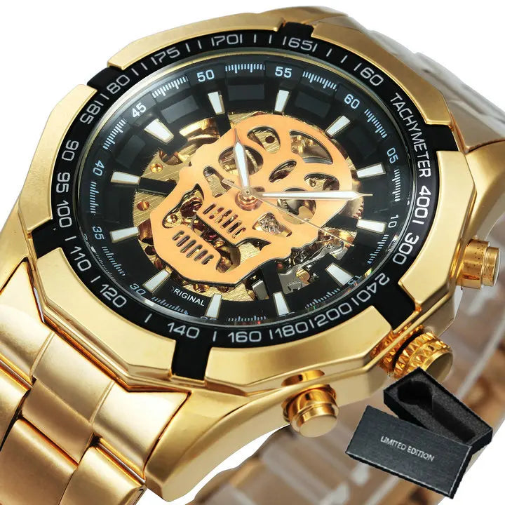 Relógio Automático Mecânico Skeleton para Homens Relógio Esqueleto Dourado Relógio Vintage Masculino Relógios Masculinos Marca de Topo Luxo часы мужские