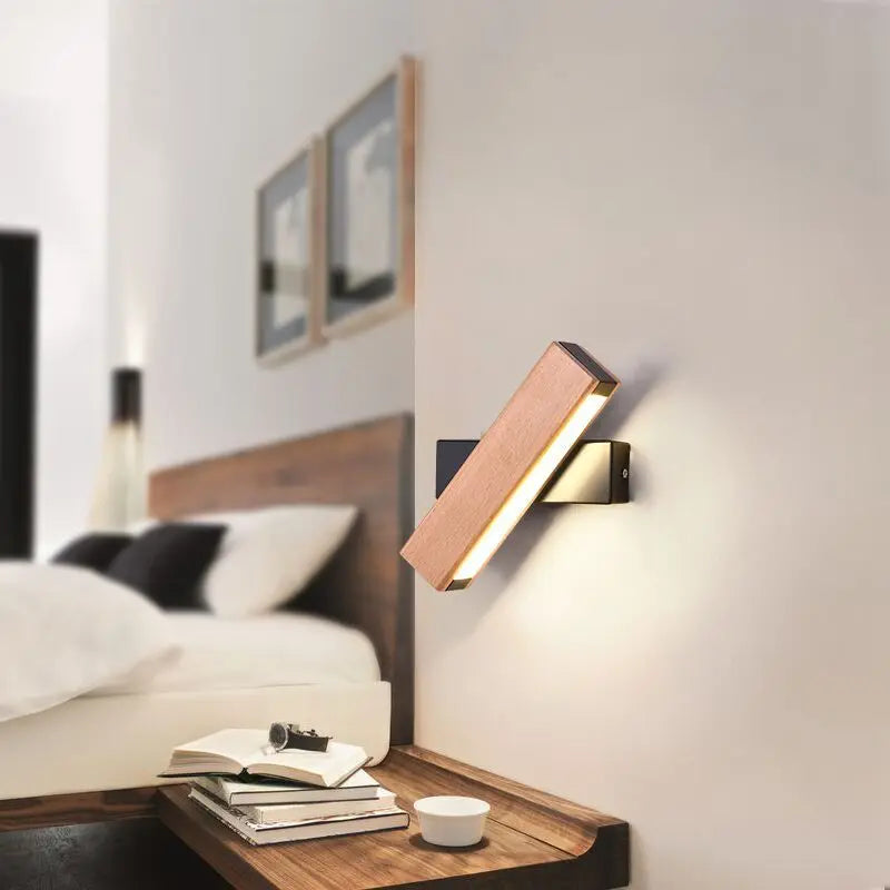 Lâmpada de Parede LED de Madeira Simples Nórdica Moderna com Iluminação Ajustável para Restaurante, Sala de Estar, Varanda, Lâmpadas de Parede, Decoração de Corredor