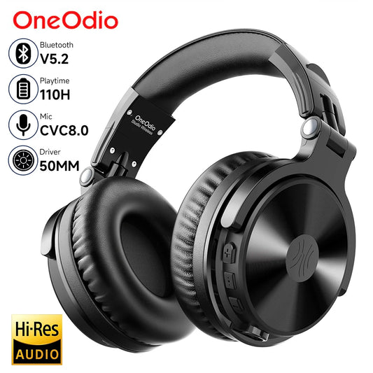 Fones de Ouvido Sem Fio Oneodio Bluetooth com Microfone 110Hr Hi-Res Over Ear Headset Bluetooth 5.2 Fone de Ouvido para Telefone PC Esportes