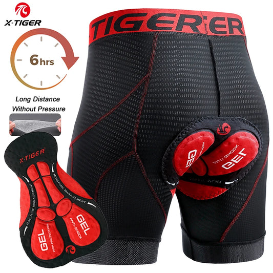 Shorts de Ciclismo Masculino X-TIGER - Roupa Íntima Respirável em Malha para Ciclismo com Almofada de Gel, à Prova de Impacto, MTB, Bike, Dropshipping, Roupa Íntima para Bicicleta